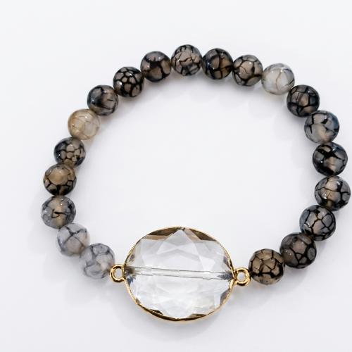 Kristall Armbänder, Drachenvenen Achat, mit Kristall, unisex & facettierte, gemischte Farben, 8mm, Länge:ca. 7.5 ZollInch, verkauft von PC