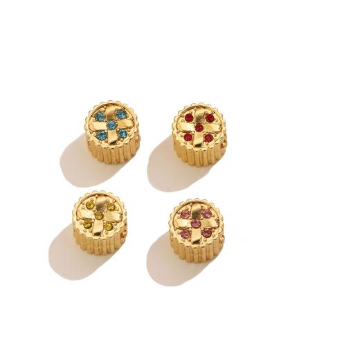 Billes en acier inoxydable, Acier inoxydable 304, Plat rond, Placage de couleur d'or, DIY & avec strass, plus de couleurs à choisir Environ 4.3mm, Vendu par PC