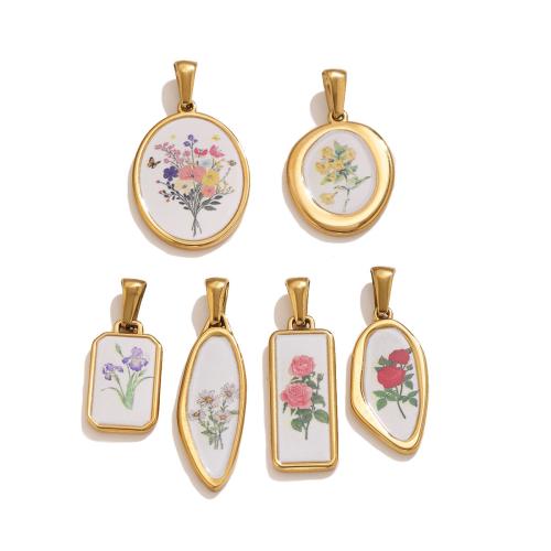 Stainless Steel Pendants, 304 Stainless Steel, Geometrical Pattern, gold color plated, printing & DIY 