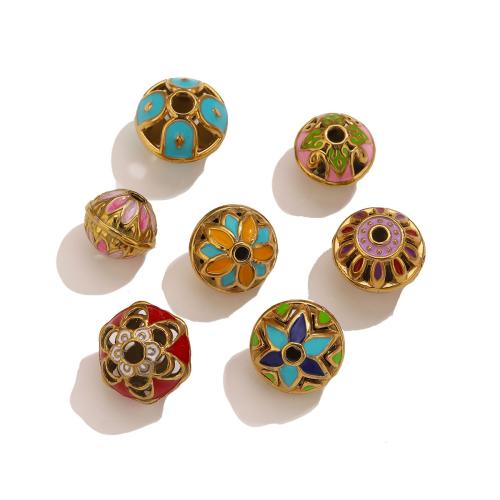 Billes en acier inoxydable, Acier inoxydable 304, Placage de couleur d'or, DIY & émail & avec strass & creux, plus de couleurs à choisir, Vendu par PC