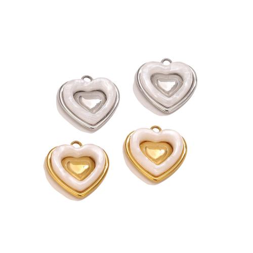 Stainless Steel Heart Pendants, 304 Stainless Steel, plated, DIY & enamel Approx 2.5mm 
