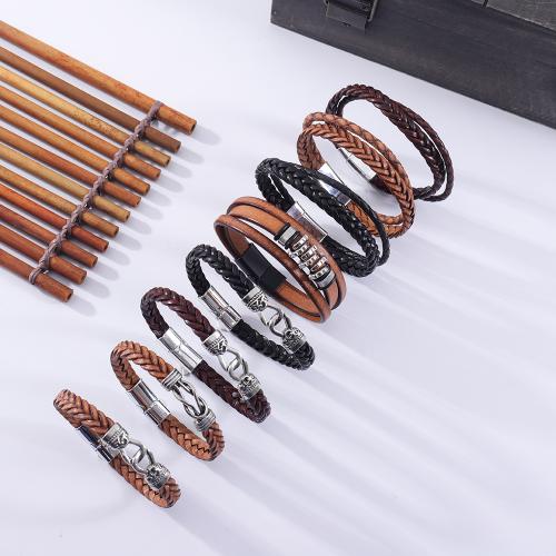 PU Leder Armband, mit Zinklegierung, Vintage & unisex, keine, Länge:ca. 20.5 cm, verkauft von PC[