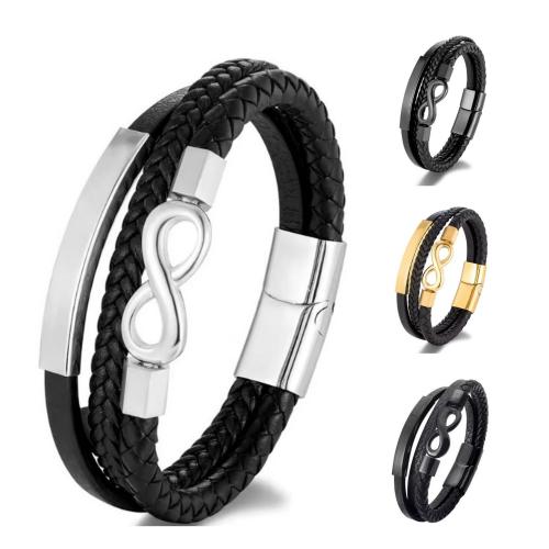 PU Leder Armband, mit Zinklegierung, Unendliche, handgemacht, Vintage & mehrschichtig & für den Menschen, keine, Länge:ca. 21 cm, verkauft von PC[