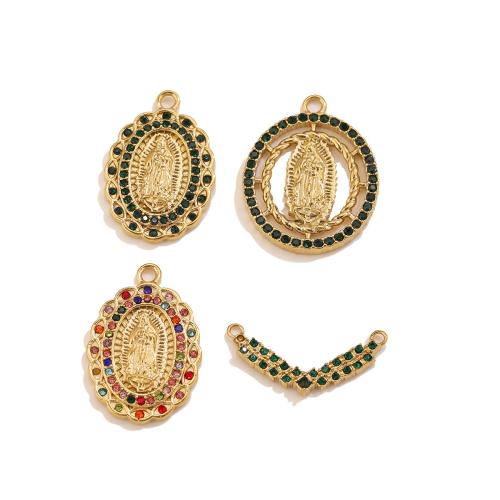 Pendentifs en acier inoxydable strass, Acier inoxydable 304, Placage de couleur d'or, DIY & styles différents pour le choix & avec strass, Vendu par PC