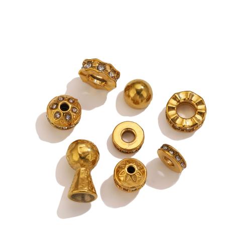 Billes en acier inoxydable, Acier inoxydable 304, Placage de couleur d'or, DIY & styles différents pour le choix & avec strass, Vendu par PC