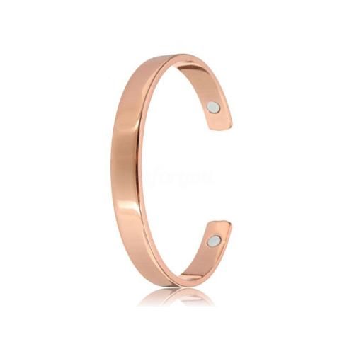 Brass Cuff Bangle, with Black Magnetic Stone, rose gold color plated, Unisex Approx 17 cm 