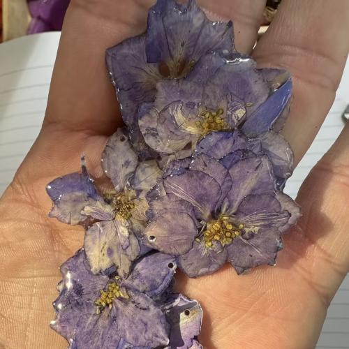 Dried Flower Pendant, epoxy gel, DIY, purple, pendant size 30*2mm-32*2mm 