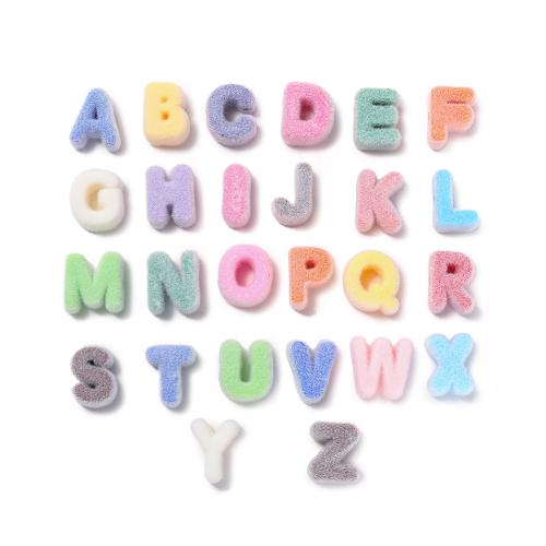 Perles lettre acrylique, Lettre d’alphabet, DIY & styles différents pour le choix & couvert de velours, couleurs mélangées Vendu par sac