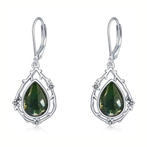 Brass Lever Back Earring, Teardrop, platinum plated, for woman & decal 