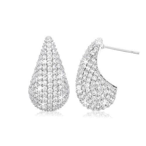 laiton boucle d oreille dormeuse, larme, Placage, pavé de micro zircon & pour femme, plus de couleurs à choisir Vendu par paire