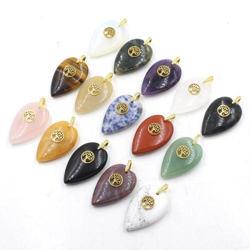 Gemstone Pendant, with Zinc Alloy, Teardrop, polished, DIY & with rhinestone [