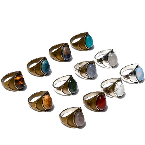 Gemstone Finger Ring, with Zinc Alloy, plated, vintage & Unisex 