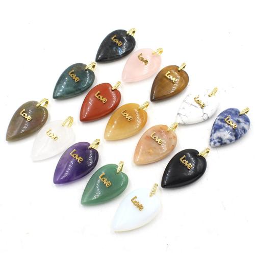 Gemstone ювелирные изделия Кулон, Полудрагоценный камень, Сердце, полированный, DIY & различные материалы для выбора & с письмо узором продается PC