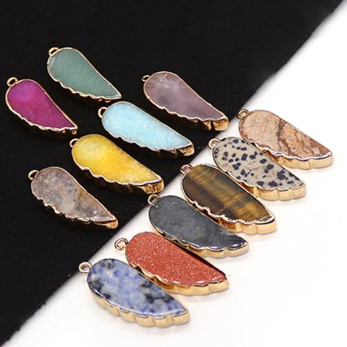 Pendentif bijoux de pierre gemme, forme de plume, Placage, DIY & différents matériaux pour le choix Vendu par PC[