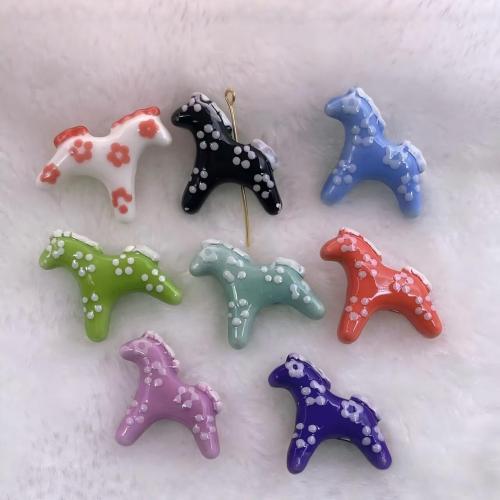 Animal Porcelain Beads, Horse, hand drawing, DIY Approx 2mm 