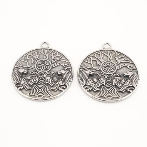 Stainless Steel Pendants, 304 Stainless Steel, Flat Round, vintage & DIY 