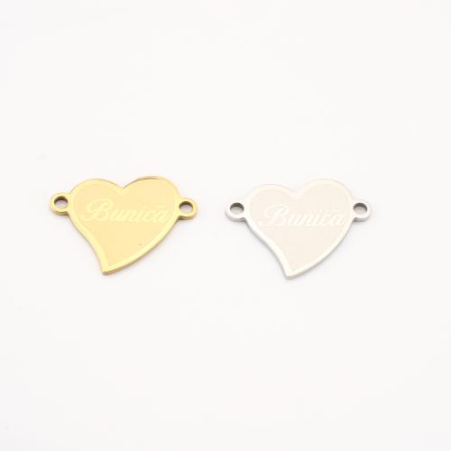 Conector encanto de acero inoxidable, acero inoxidable 304, Corazón, chapado, Bricolaje & con el patrón de la letra, más colores para la opción, 14x18x1mm, 10PCs/Grupo, Vendido por Grupo