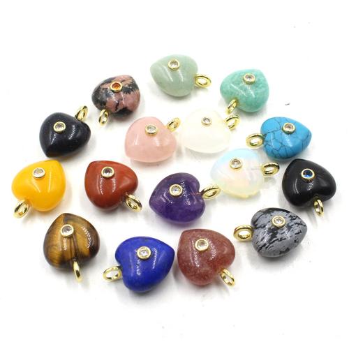 Gemstone ювелирные изделия Кулон, Полудрагоценный камень, Сердце, полированный, DIY & различные материалы для выбора & со стразами продается PC