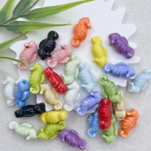 Porcelain Animal Beads, Seahorse, stoving varnish, DIY [