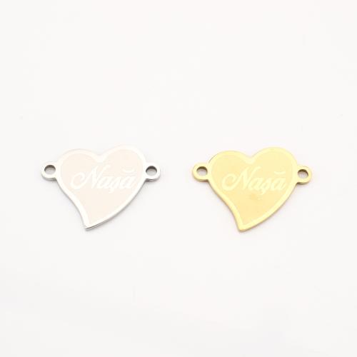 Conector encanto de acero inoxidable, acero inoxidable 304, Corazón, Bricolaje & con el patrón de la letra, más colores para la opción, 14x18x1mm, 10PCs/Grupo, Vendido por Grupo
