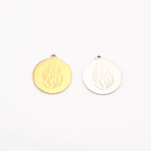 Stainless Steel Pendants, 304 Stainless Steel, Flat Round, plated, DIY 