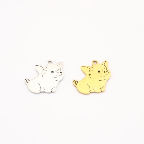Edelstahl Tier Anhänger, 304 Edelstahl, Schwein, plattiert, DIY, keine, 14x17x1mm, 10PCs/Menge, verkauft von Menge