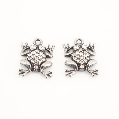 Edelstahl Tier Anhänger, 304 Edelstahl, Frosch, Vintage & DIY & mit Strass, originale Farbe, 21x15x5mm, verkauft von PC
