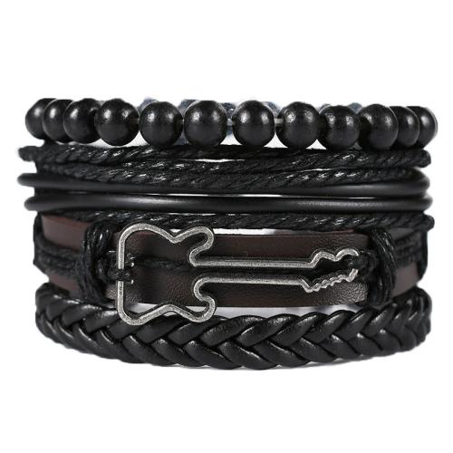 Cowhide Bracelet Set, Guitar, multilayer & Unisex Approx 17-18 cm [