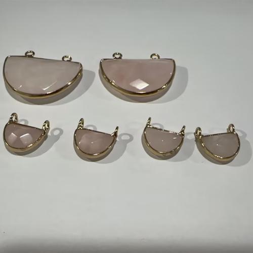 Natural Quartz Pendants, Rose Quartz, Dome, DIY Approx 2mm 
