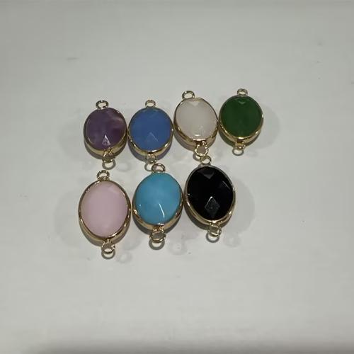 Gemstone Connector, Flat Oval, gold color plated, DIY Approx 1.5mm 