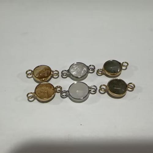 Gemstone Connector, Flat Round, plated, DIY Approx 2mm 