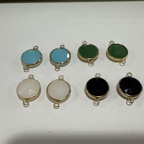 Gemstone Connector, Flat Round, plated, DIY Approx 1.5mm 