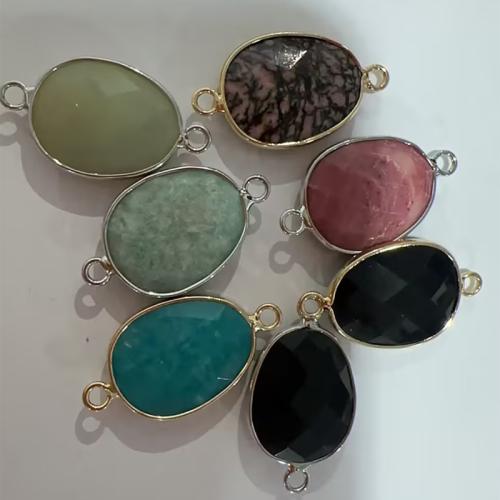 Gemstone Connector, Flat Oval, plated, DIY Approx 2mm 
