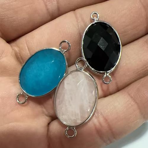 Gemstone Connector, with Zinc Alloy, Flat Oval, plated, DIY & faceted Approx 1.5mm 