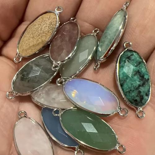 Gemstone Connector, with Zinc Alloy, Flat Oval, plated, DIY & faceted Approx 1.5mm [