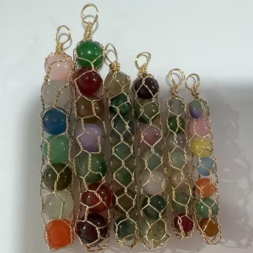 Gemstone Zinc Alloy Pendants, with Zinc Alloy, gold color plated, DIY & hollow, Random Color Approx 5mm [