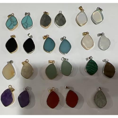 Gemstone Zinc Alloy Pendants, with Zinc Alloy, Geometrical Pattern, plated, DIY Approx [