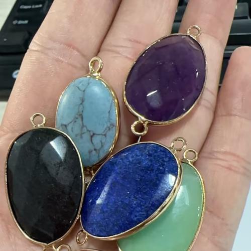 Gemstone Connector, with Zinc Alloy, Flat Oval, plated, DIY Approx 1.5mm 