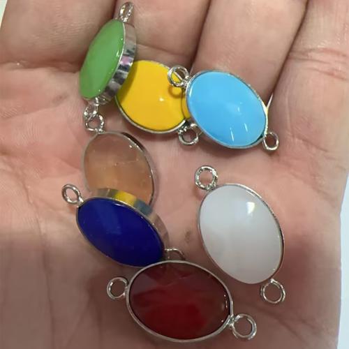 Gemstone Connector, Flat Oval, plated, DIY Approx 1.5mm 