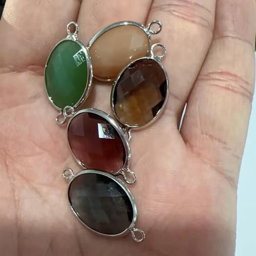 Gemstone Connector, Flat Oval, plated, DIY & faceted Approx 1.5mm 