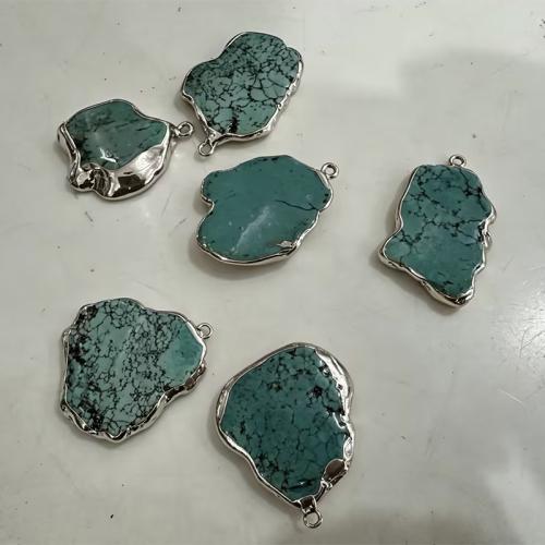 Synthetic Turquoise Pendant, with Zinc Alloy, irregular, plated, DIY, size - Approx 2mm [