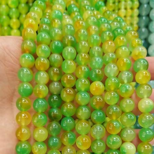Yellow Calcedony Beads, Round, DIY & two tone Approx 38 cm 