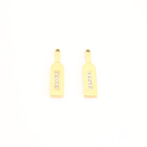 Pendentifs en acier inoxydable strass, Acier inoxydable 304, Placage de couleur d'or, DIY & avec strass Vendu par PC