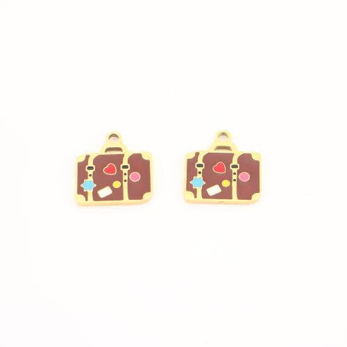 Stainless Steel Enamel Pendants, 304 Stainless Steel, gold color plated, DIY 