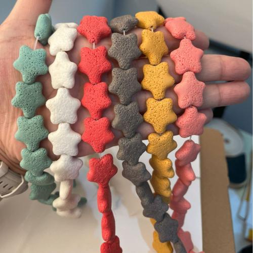 Multicolor Lava Perlen, Stern, DIY, keine, 19x21mm, verkauft von Strang