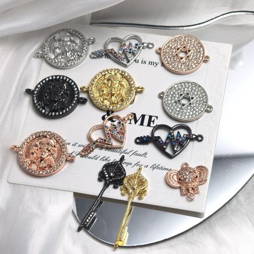 Cubic Zirconia Micro Pave Brass Connectors, plated, DIY & micro pave cubic zirconia 