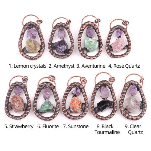Gemstone Zinc Alloy Pendants, with Zinc Alloy, polished, DIY 