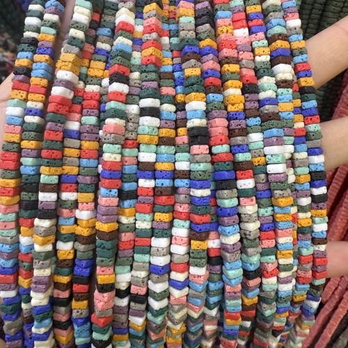 Multicolor Lava Perlen, DIY, keine, 2x4mm, Länge:ca. 38 cm, verkauft von Strang