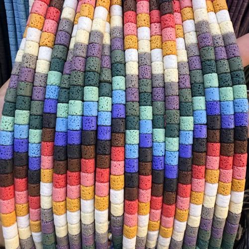 Multicolor Lava Perlen, Zylinder, poliert, DIY & verschiedene Größen vorhanden, keine, verkauft von Strang