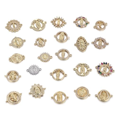 Cubic Zirconia Micro Pave Brass Connectors, plated, DIY & micro pave cubic zirconia 